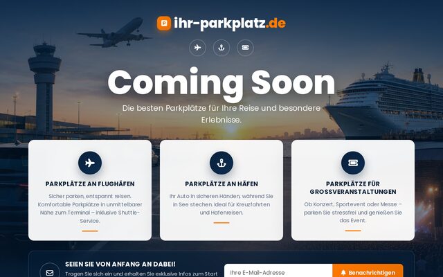 Screenshot der Website ihr-Parkplatz.de