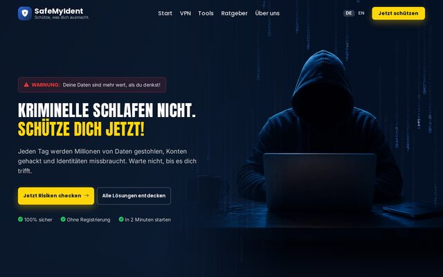 Screenshot der Website safemyident.de